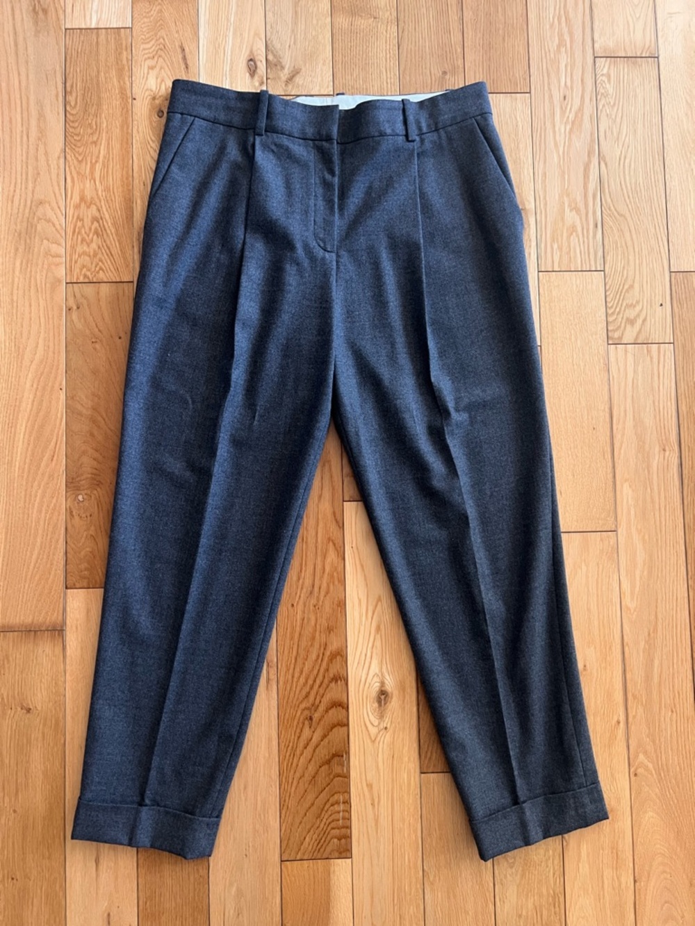 COS Womens Wool Gray Cuffed Trouser Pants Tapered Leg High Rise Size 10